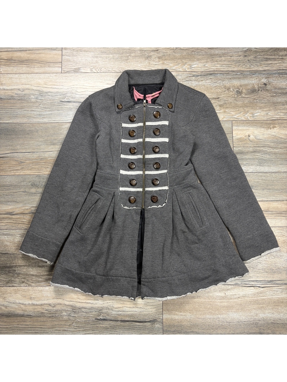Knitted Dove Womans gray military style dress coat